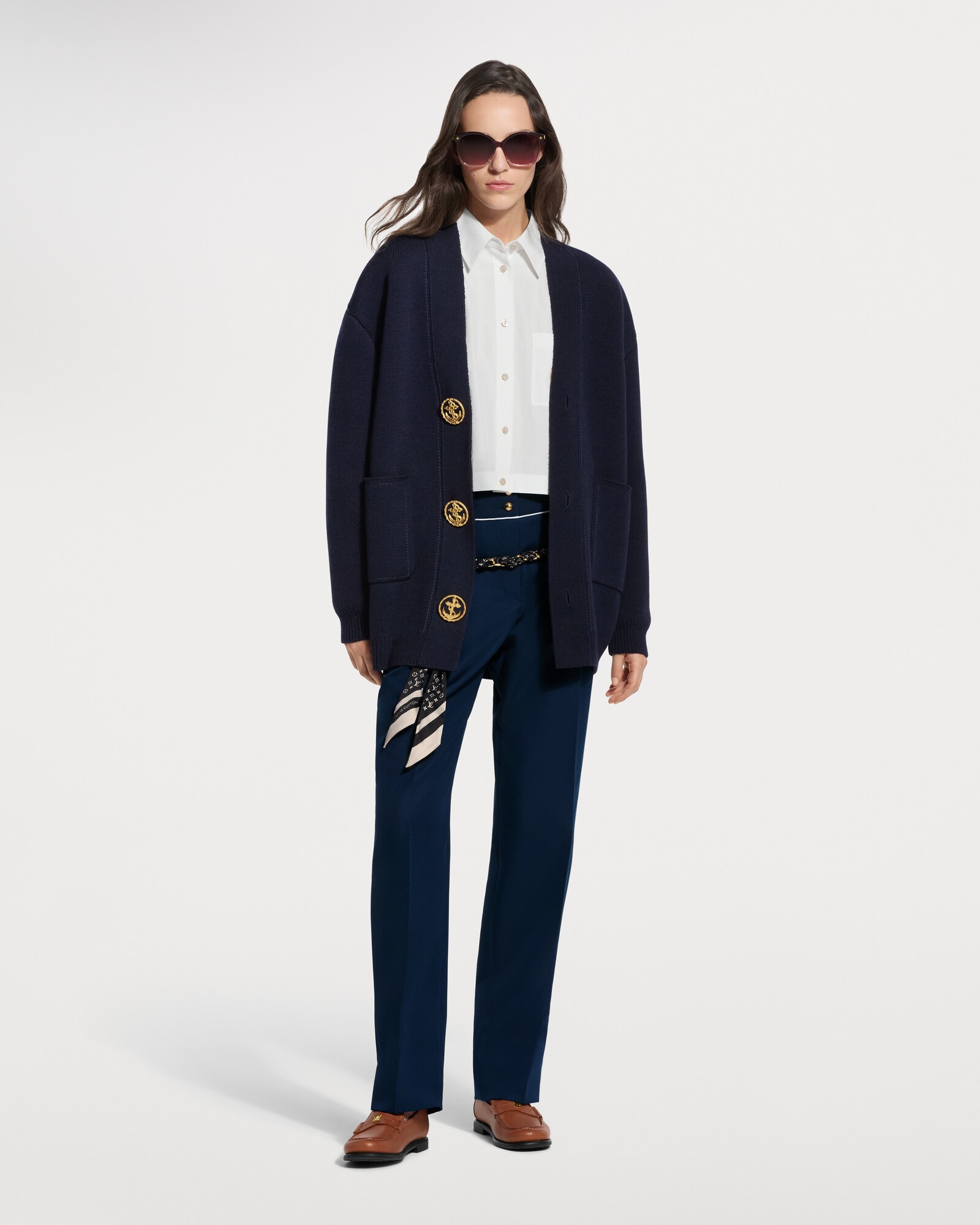 Anchor Button Oversized Cardigan - Women - Ready-to-Wear | LOUIS